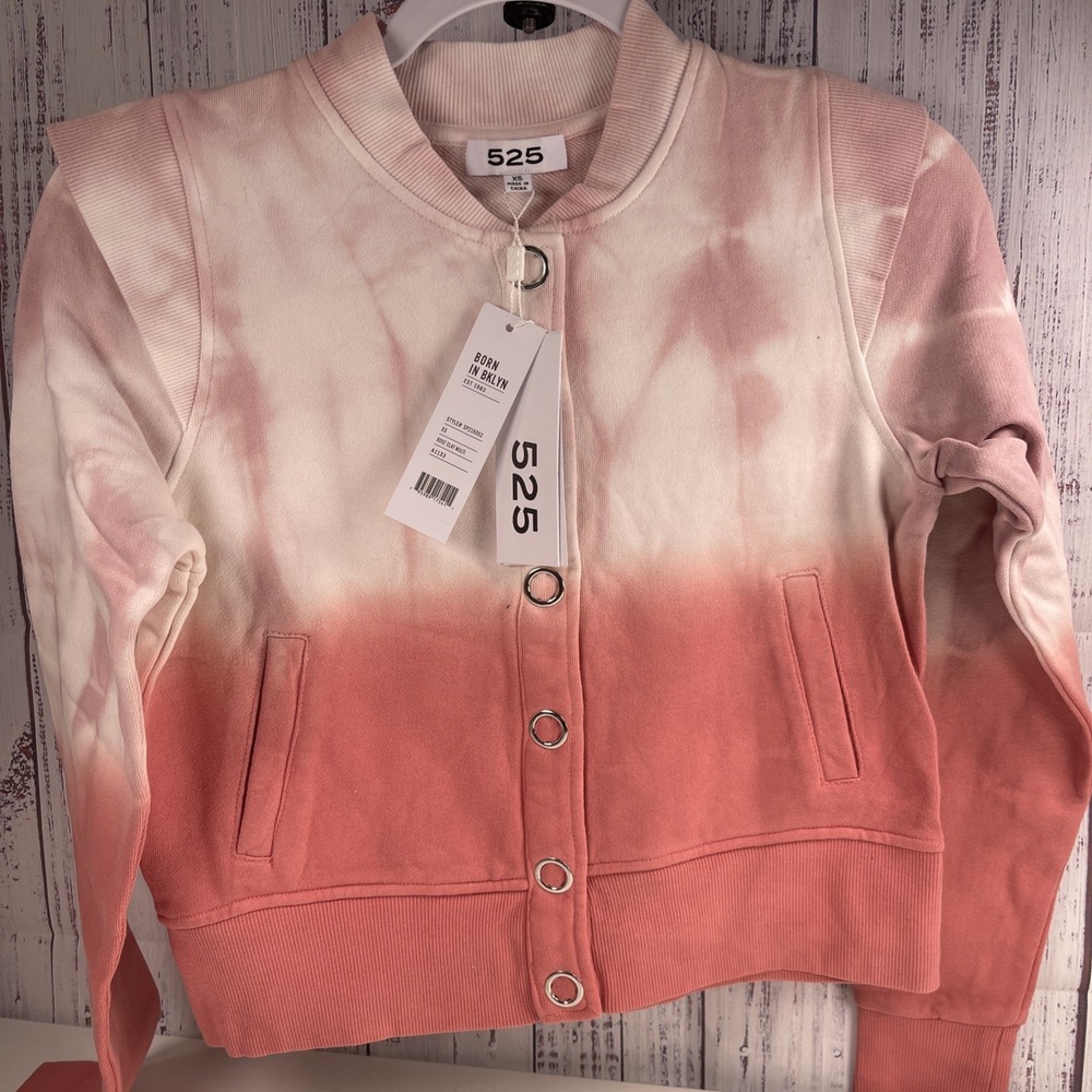 535 America Rose Clay Multi Dip French Terry Jacket XS